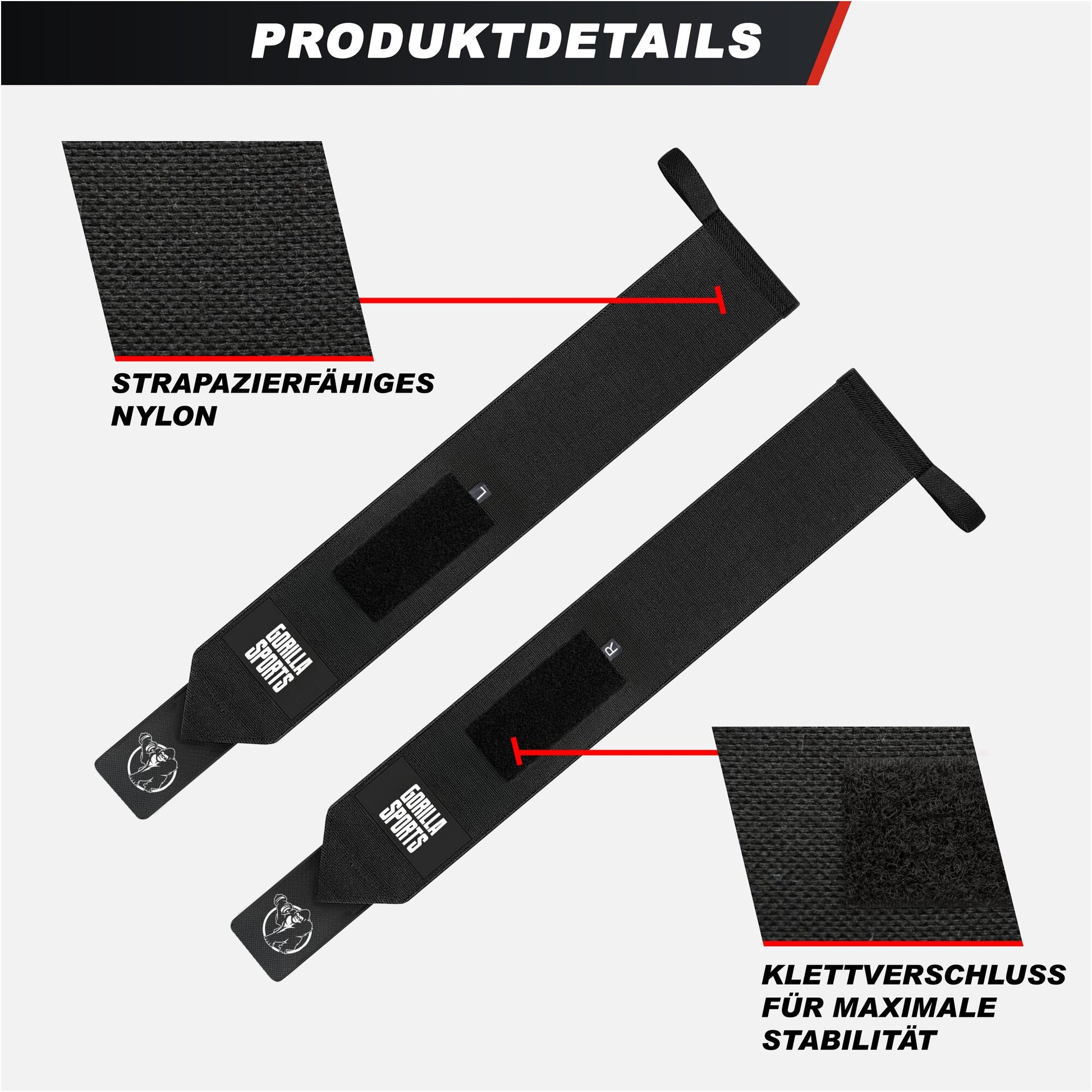 Handgelenk Bandage 2er Set 45 cm - Gorilla Sports DE