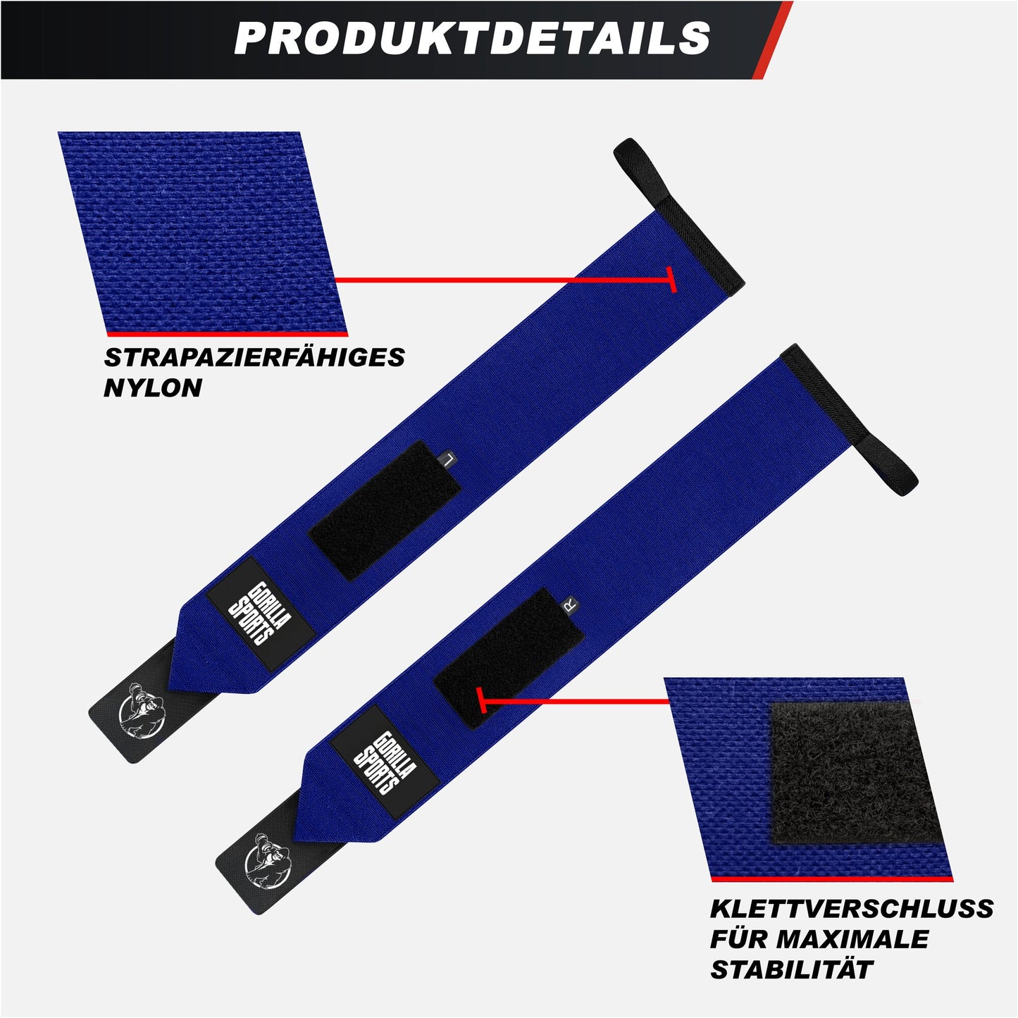 Handgelenk Bandage 2er Set 45 cm - Gorilla Sports DE