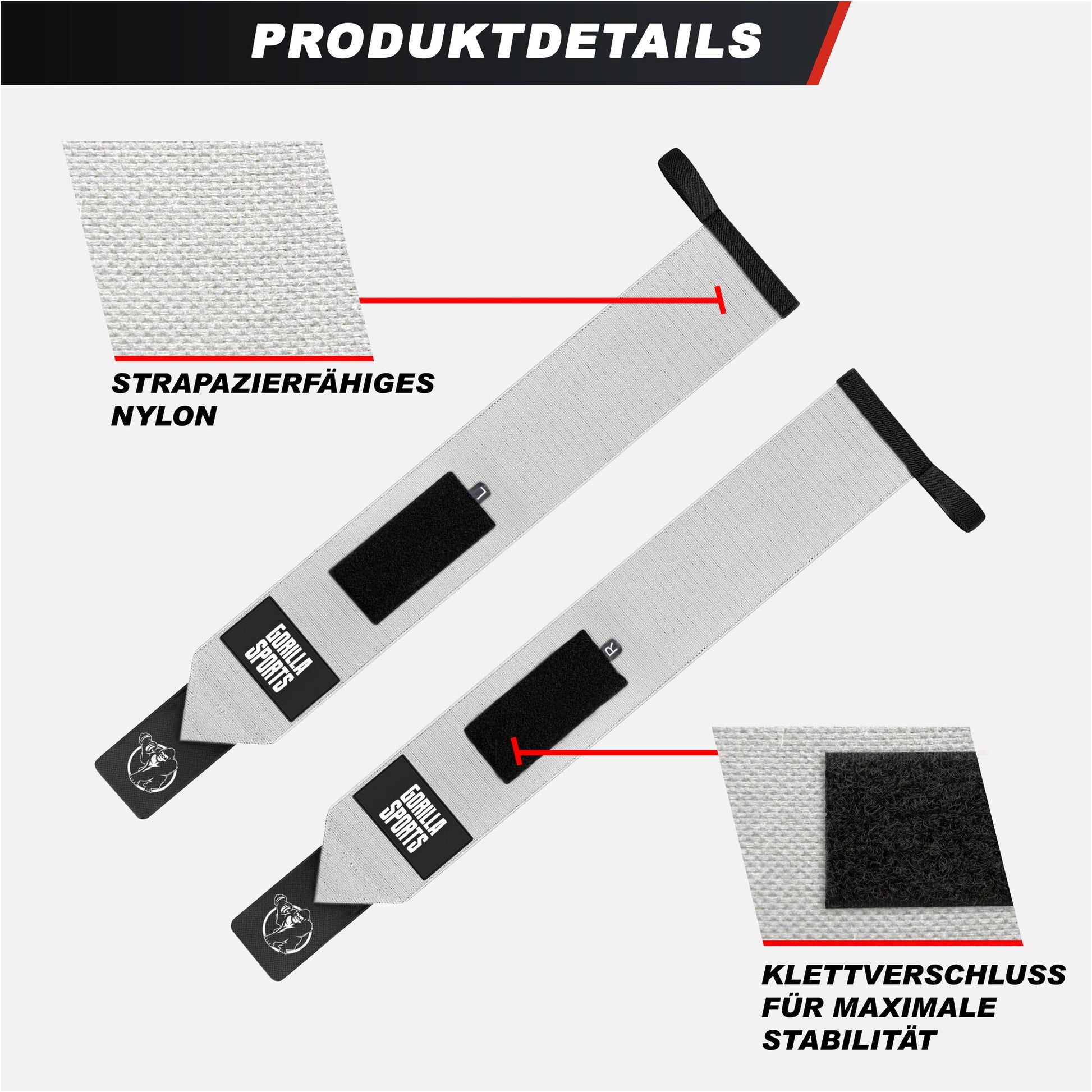 Handgelenk Bandage 2er Set 45 cm - Gorilla Sports DE