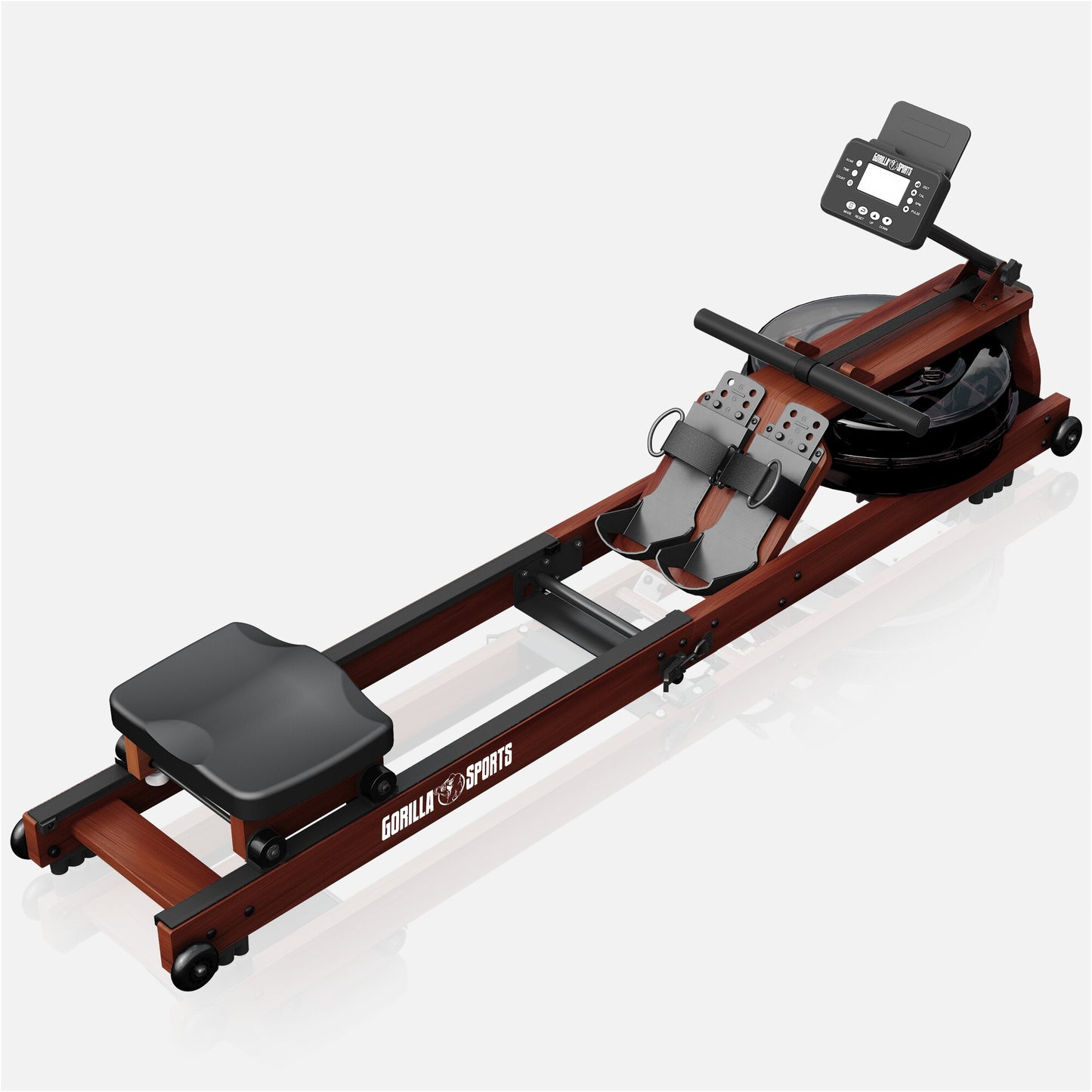 Rudergerät aus Holz mit Wasserwiderstand, klappbar - Gorilla Sports DE