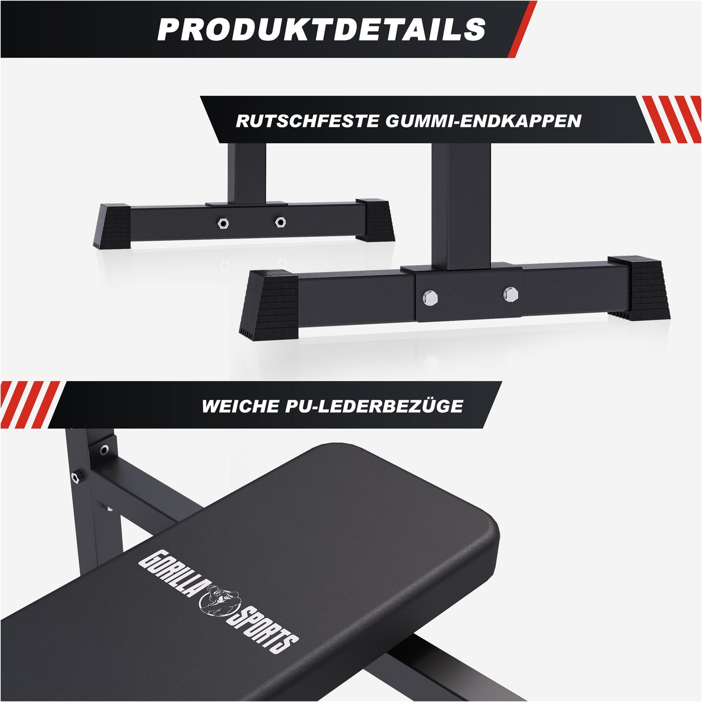 Hantelbank mit Ablage inkl. Hantelset - Gorilla Sports DE