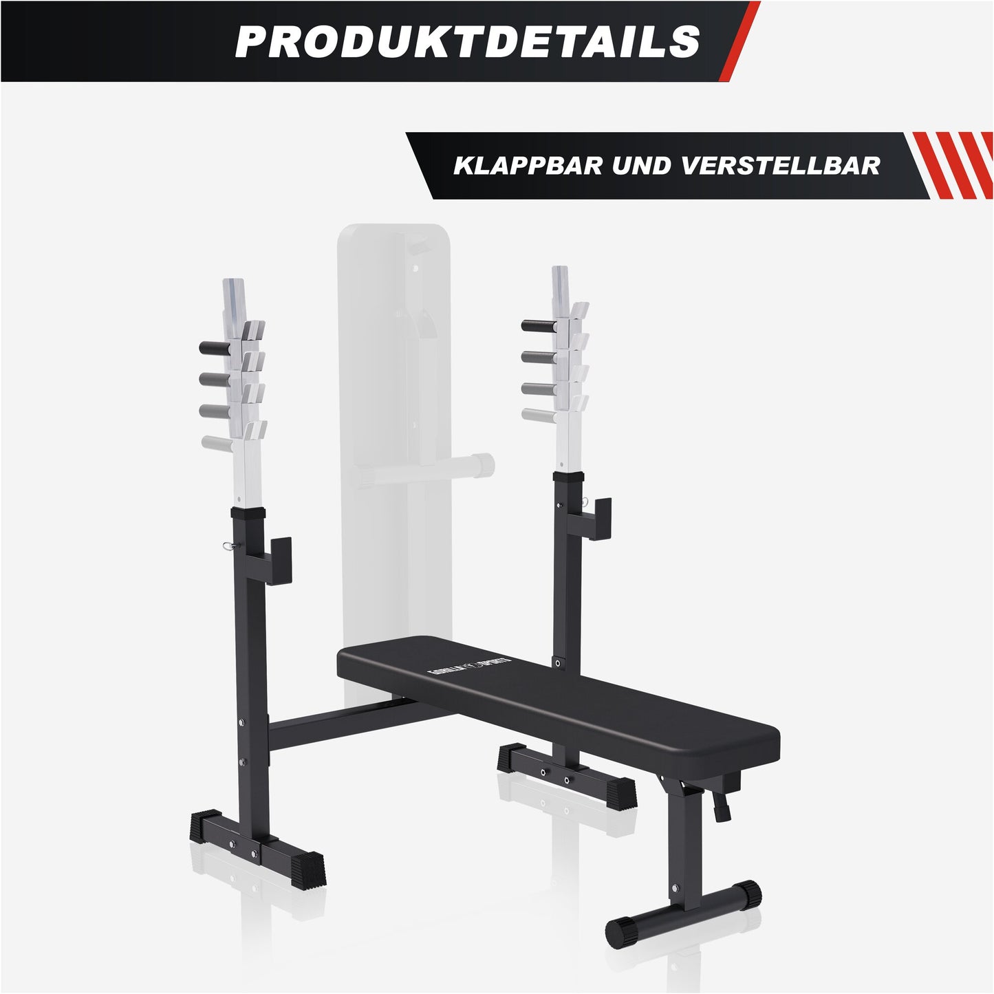 Hantelbank mit Ablage inkl. Hantelset - Gorilla Sports DE
