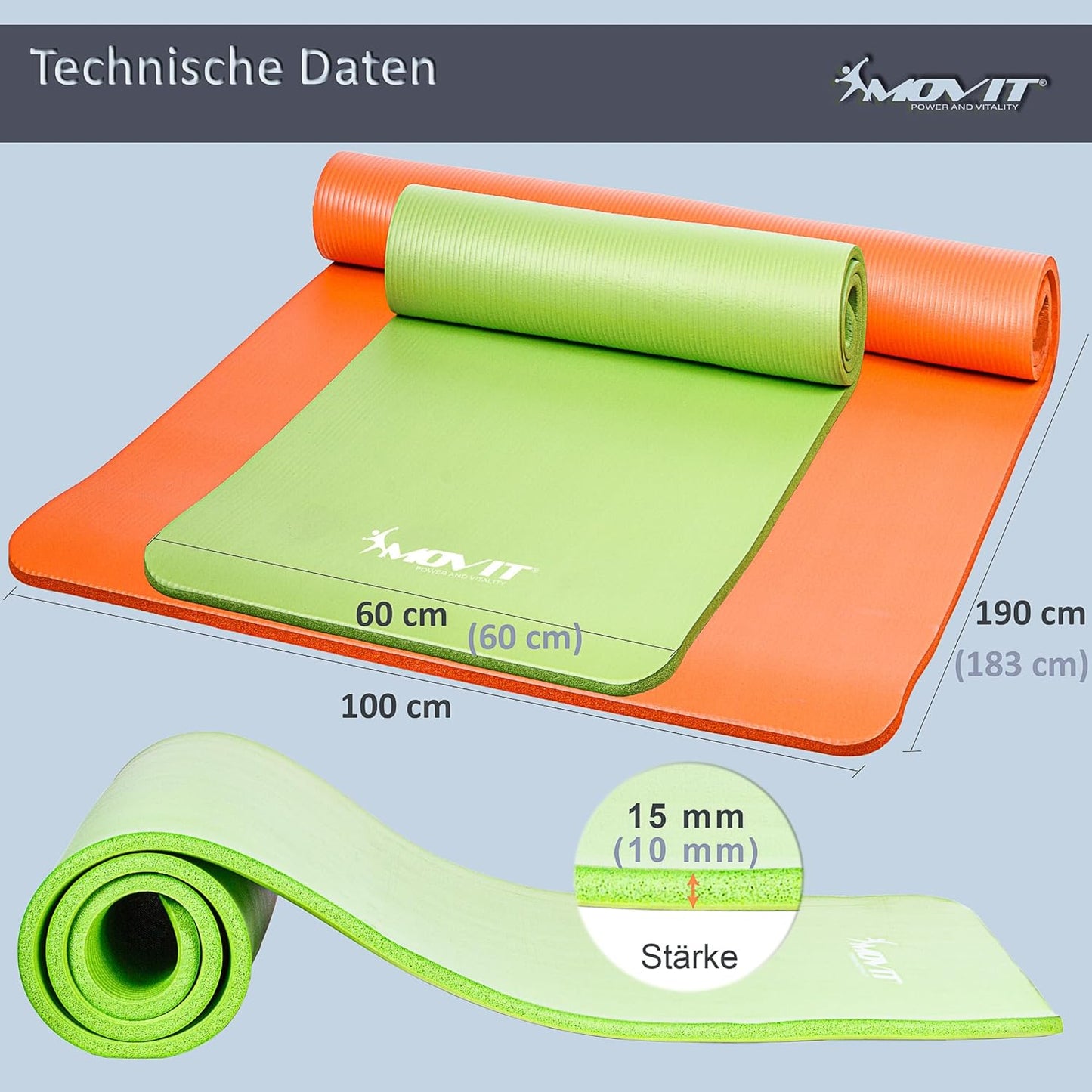 Yogamatte 10/15 mm Dicke - Gorilla Sports DE