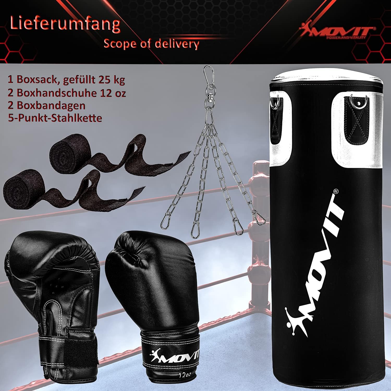Boxset inkl. Boxsack, Boxhandschuhen und Bandagen - Gorilla Sports DE
