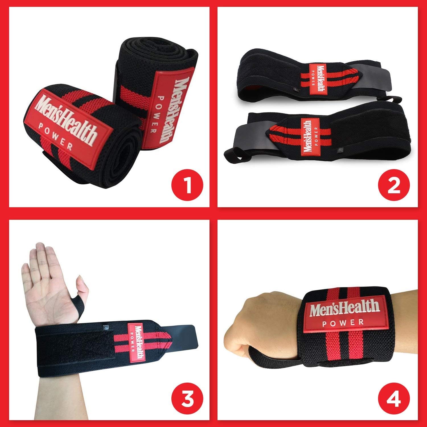 Handgelenk Bandagen Schwarz/Rot - Gorilla Sports DE