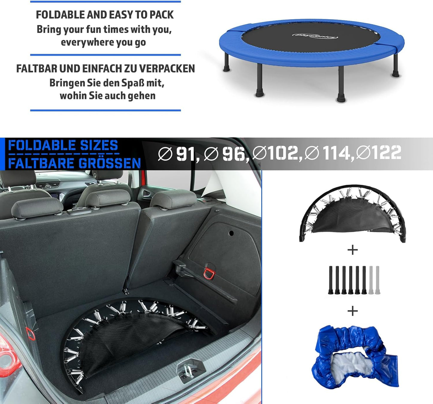 Fitness Trampolin 81 - 122 cm - Gorilla Sports DE