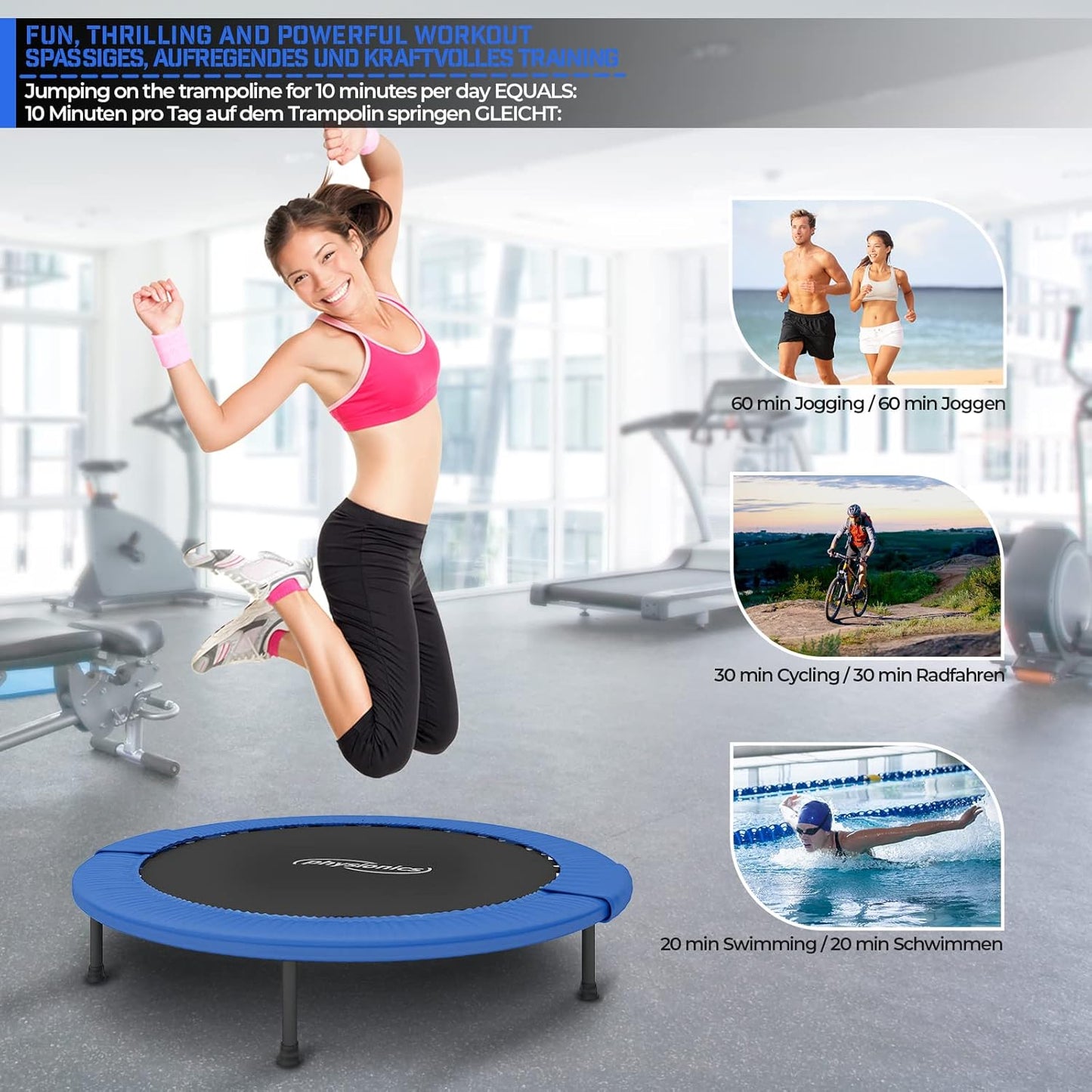 Fitness Trampolin 81 - 122 cm - Gorilla Sports DE