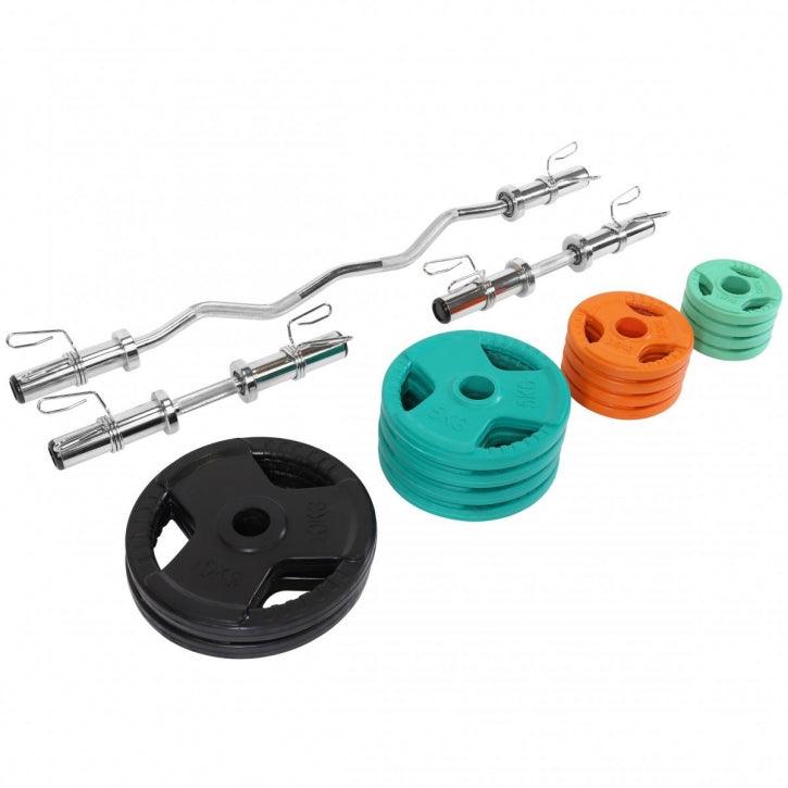 Olympiastangen Set Gummi Gripper 75 kg - Gorilla Sports DE