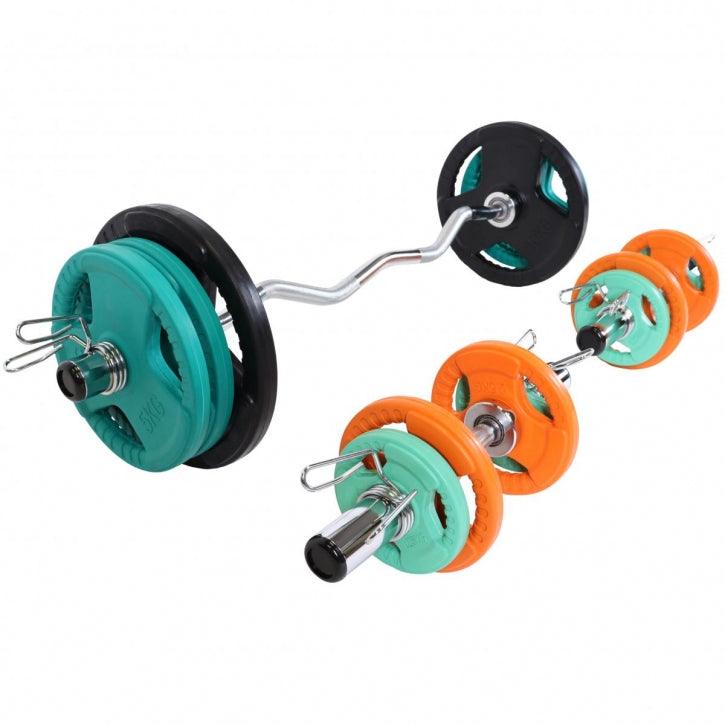 Olympiastangen Set Gummi Gripper 75 kg - Gorilla Sports DE