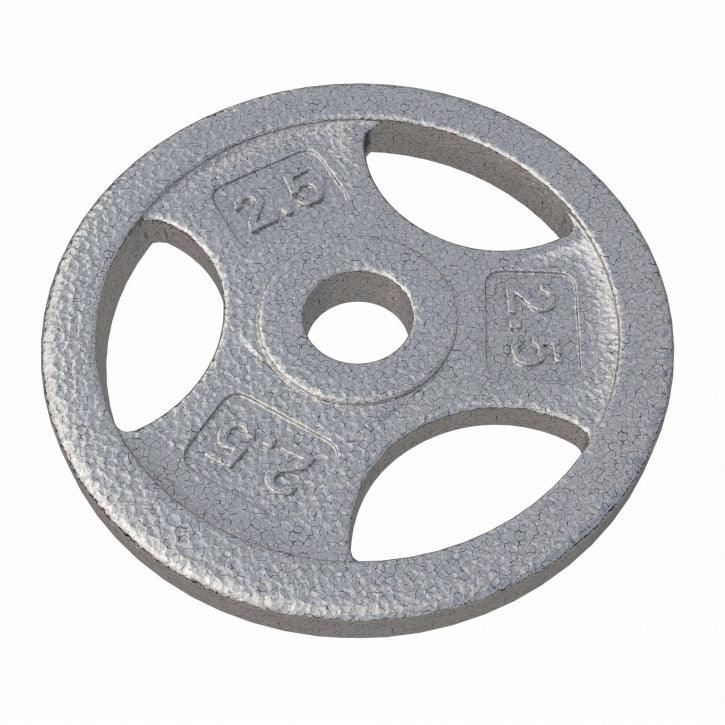Hantelscheibe Guss Gripper - 2,5-45 lb (1,1-20,4 kg), 1" (25,4 mm), Gusseisen, Silber - Gorilla Sports DE