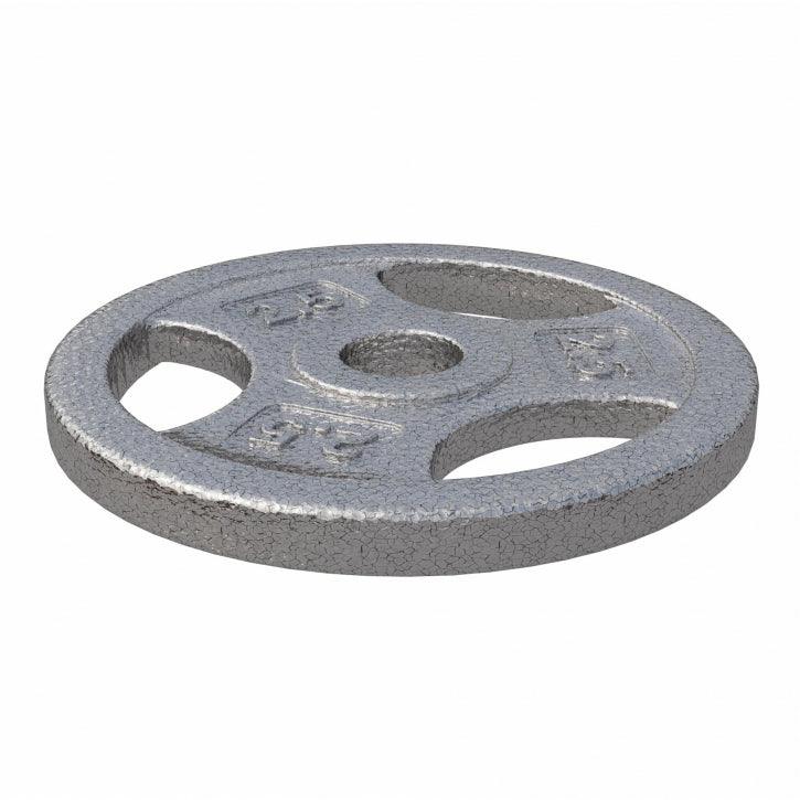 Hantelscheibe Guss Gripper - 2,5-45 lb (1,1-20,4 kg), 1" (25,4 mm), Gusseisen, Silber - Gorilla Sports DE