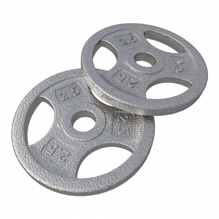 Hantelscheibe Guss Gripper - 2,5-45 lb (1,1-20,4 kg), 1" (25,4 mm), Gusseisen, Silber - Gorilla Sports DE