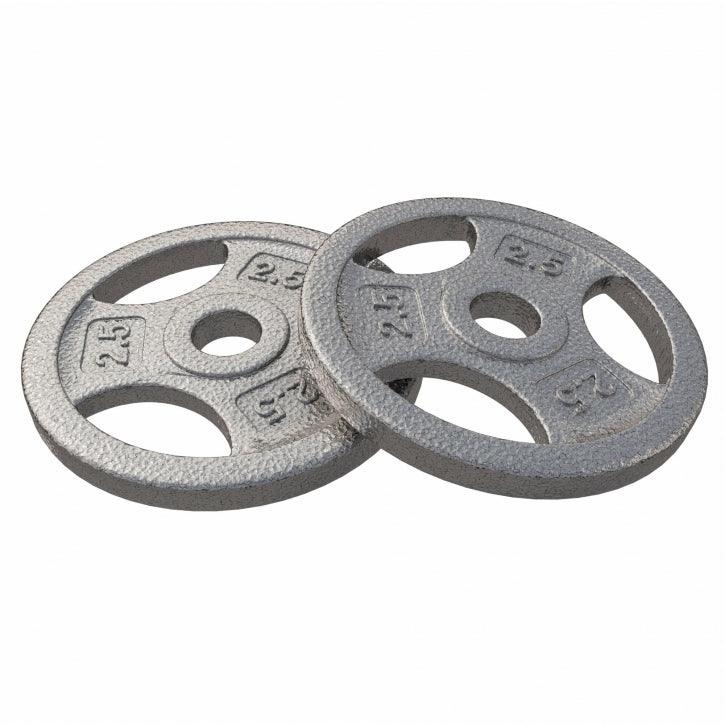Hantelscheibe Guss Gripper - 2,5-45 lb (1,1-20,4 kg), 1" (25,4 mm), Gusseisen, Silber - Gorilla Sports DE