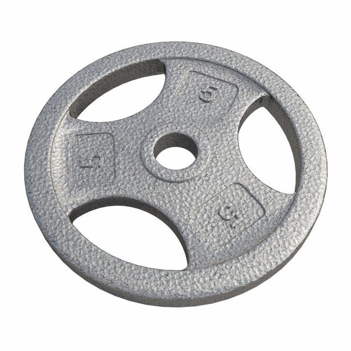 Hantelscheibe Guss Gripper - 2,5-45 lb (1,1-20,4 kg), 1" (25,4 mm), Gusseisen, Silber - Gorilla Sports DE