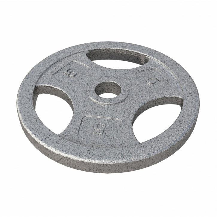 Hantelscheibe Guss Gripper - 2,5-45 lb (1,1-20,4 kg), 1" (25,4 mm), Gusseisen, Silber - Gorilla Sports DE