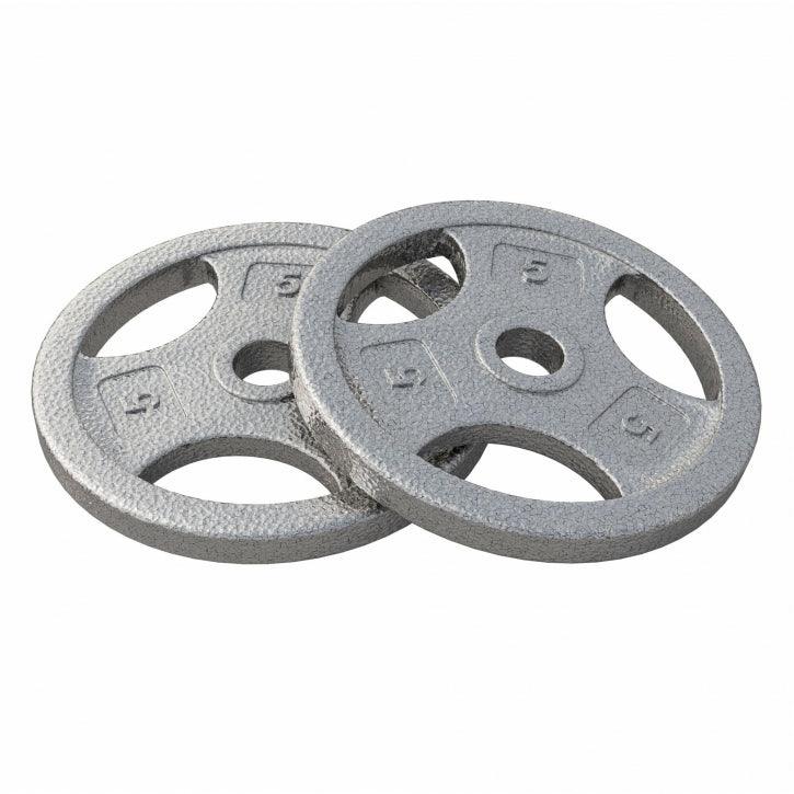 Hantelscheibe Guss Gripper - 2,5-45 lb (1,1-20,4 kg), 1" (25,4 mm), Gusseisen, Silber - Gorilla Sports DE