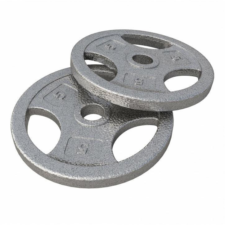 Hantelscheibe Guss Gripper - 2,5-45 lb (1,1-20,4 kg), 1" (25,4 mm), Gusseisen, Silber - Gorilla Sports DE