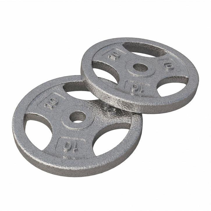 Hantelscheibe Guss Gripper - 2,5-45 lb (1,1-20,4 kg), 1" (25,4 mm), Gusseisen, Silber - Gorilla Sports DE