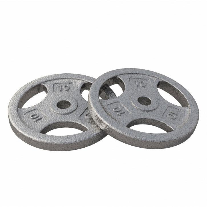 Hantelscheibe Guss Gripper - 2,5-45 lb (1,1-20,4 kg), 1" (25,4 mm), Gusseisen, Silber - Gorilla Sports DE