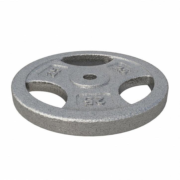 Hantelscheibe Guss Gripper - 2,5-45 lb (1,1-20,4 kg), 1" (25,4 mm), Gusseisen, Silber - Gorilla Sports DE