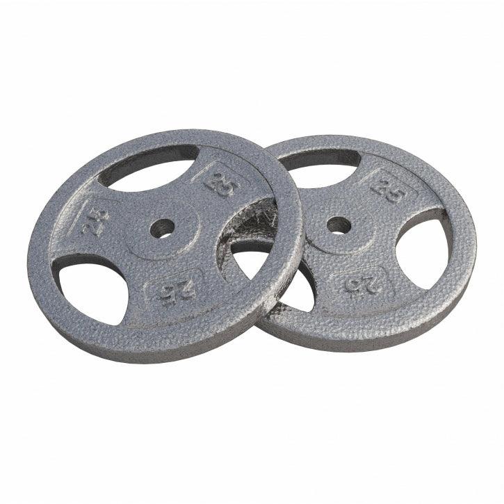 Hantelscheibe Guss Gripper - 2,5-45 lb (1,1-20,4 kg), 1" (25,4 mm), Gusseisen, Silber - Gorilla Sports DE