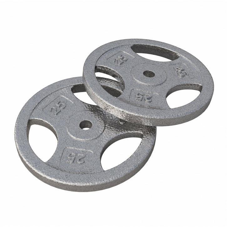 Hantelscheibe Guss Gripper - 2,5-45 lb (1,1-20,4 kg), 1" (25,4 mm), Gusseisen, Silber - Gorilla Sports DE