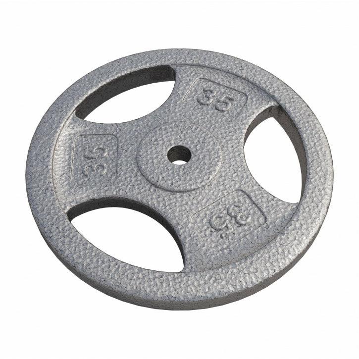 Hantelscheibe Guss Gripper - 2,5-45 lb (1,1-20,4 kg), 1" (25,4 mm), Gusseisen, Silber - Gorilla Sports DE