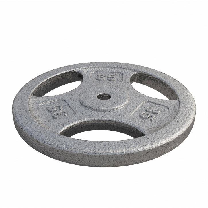 Hantelscheibe Guss Gripper - 2,5-45 lb (1,1-20,4 kg), 1" (25,4 mm), Gusseisen, Silber - Gorilla Sports DE