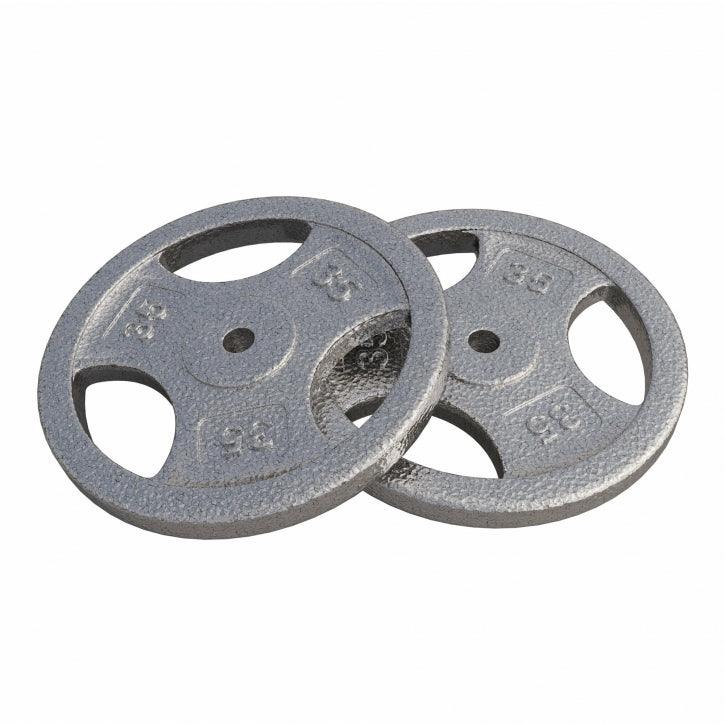 Hantelscheibe Guss Gripper - 2,5-45 lb (1,1-20,4 kg), 1" (25,4 mm), Gusseisen, Silber - Gorilla Sports DE