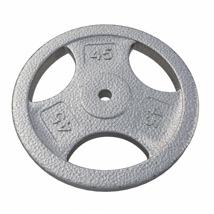 Hantelscheibe Guss Gripper - 2,5-45 lb (1,1-20,4 kg), 1" (25,4 mm), Gusseisen, Silber - Gorilla Sports DE