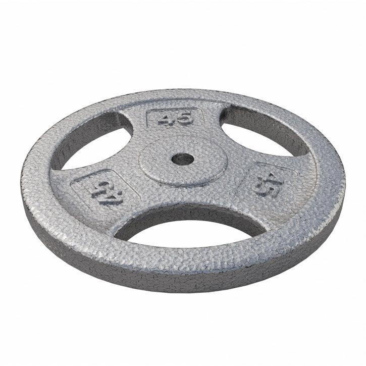 Hantelscheibe Guss Gripper - 2,5-45 lb (1,1-20,4 kg), 1" (25,4 mm), Gusseisen, Silber - Gorilla Sports DE
