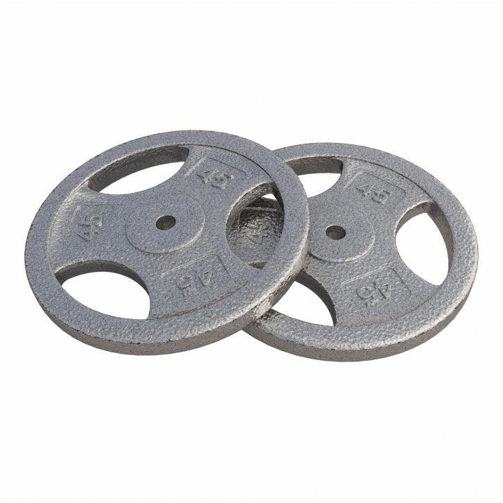 Hantelscheibe Guss Gripper - 2,5-45 lb (1,1-20,4 kg), 1" (25,4 mm), Gusseisen, Silber - Gorilla Sports DE