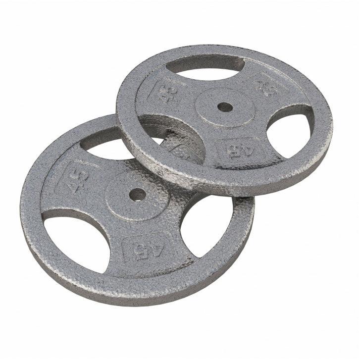 Hantelscheibe Guss Gripper - 2,5-45 lb (1,1-20,4 kg), 1" (25,4 mm), Gusseisen, Silber - Gorilla Sports DE