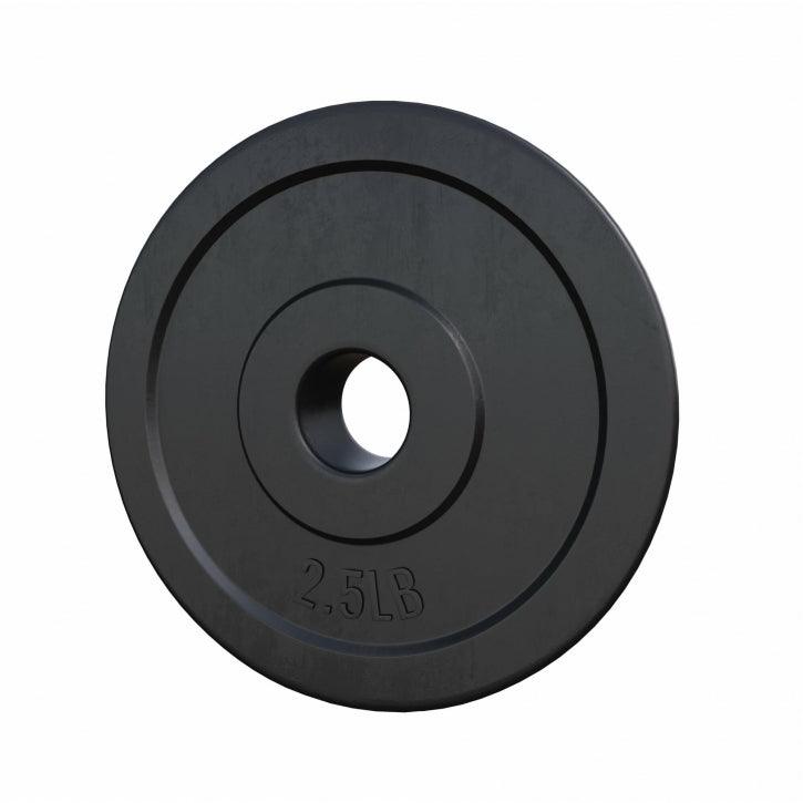 Hantelscheibe Kunststoff - 2,5-35 lb (1,1-15,9 kg) Ø 1'' (2,5 cm), Zement, Schwarz - Gorilla Sports DE