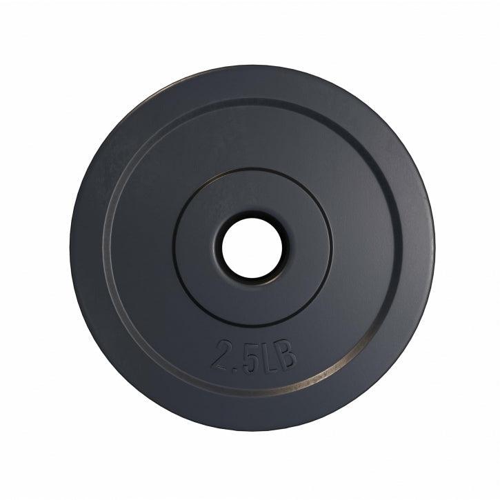 Hantelscheibe Kunststoff - 2,5-35 lb (1,1-15,9 kg) Ø 1'' (2,5 cm), Zement, Schwarz - Gorilla Sports DE