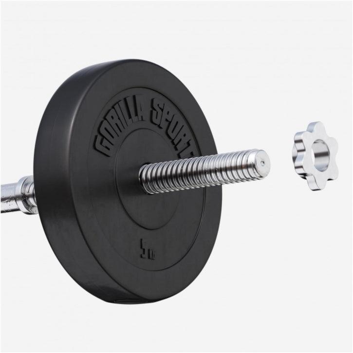 Hantelscheibe Kunststoff - 2,5-35 lb (1,1-15,9 kg) Ø 1'' (2,5 cm), Zement, Schwarz - Gorilla Sports DE