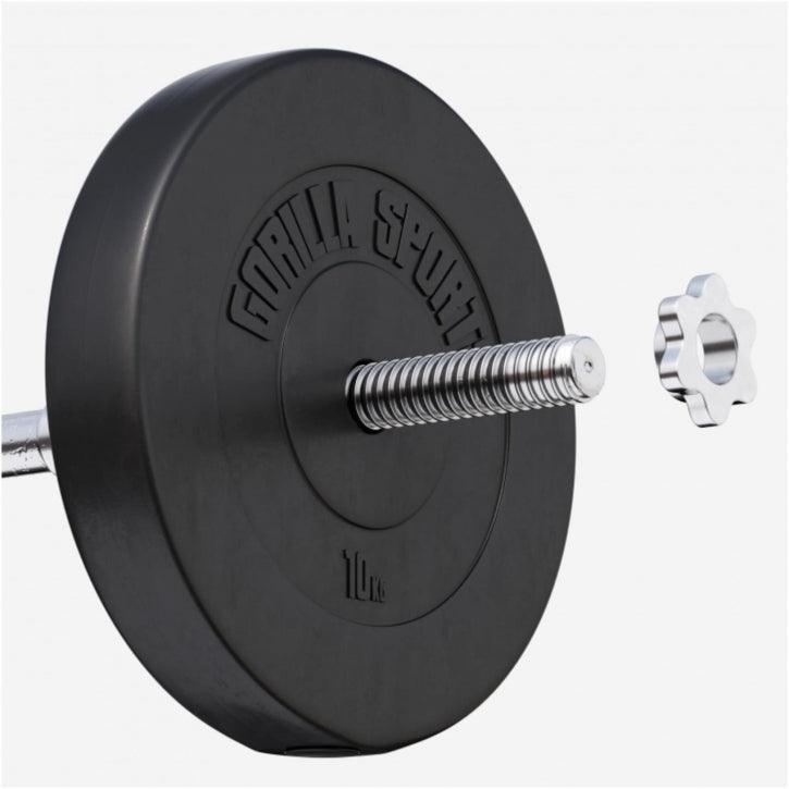 Hantelscheibe Kunststoff - 2,5-35 lb (1,1-15,9 kg) Ø 1'' (2,5 cm), Zement, Schwarz - Gorilla Sports DE