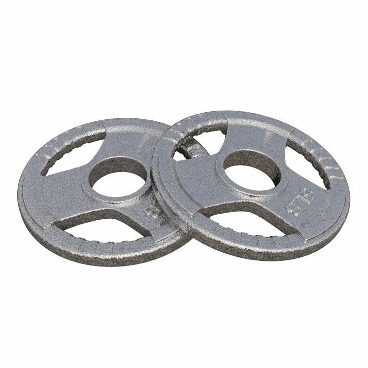 Hantelscheibe Gusseisen Gripper - 2,5-45 lb (1,1-20,4 kg), 2" (50/51 mm), Silber - Gorilla Sports DE