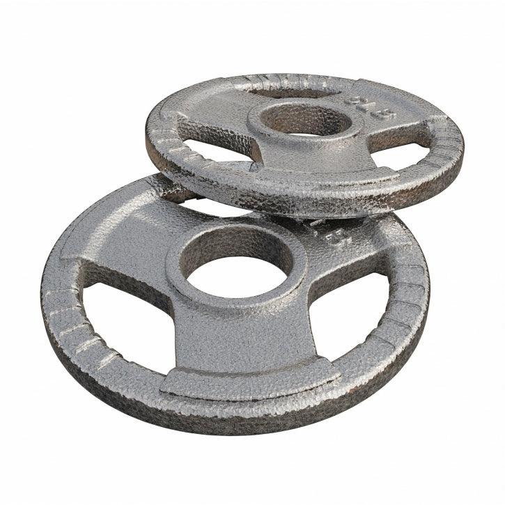 Hantelscheibe Gusseisen Gripper - 2,5-45 lb (1,1-20,4 kg), 2" (50/51 mm), Silber - Gorilla Sports DE