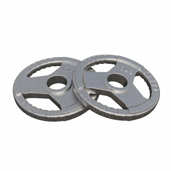 Hantelscheibe Gusseisen Gripper - 2,5-45 lb (1,1-20,4 kg), 2" (50/51 mm), Silber - Gorilla Sports DE