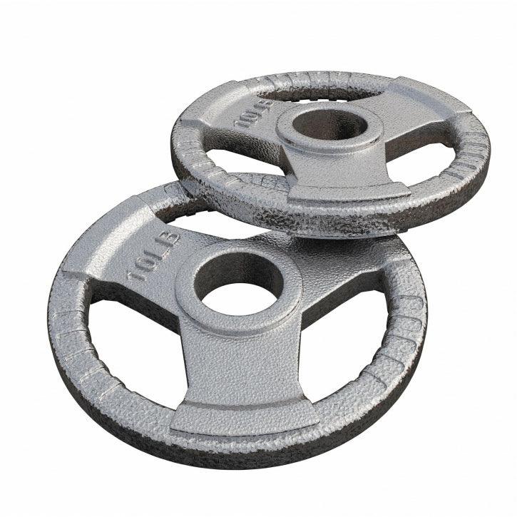 Hantelscheibe Gusseisen Gripper - 2,5-45 lb (1,1-20,4 kg), 2" (50/51 mm), Silber - Gorilla Sports DE
