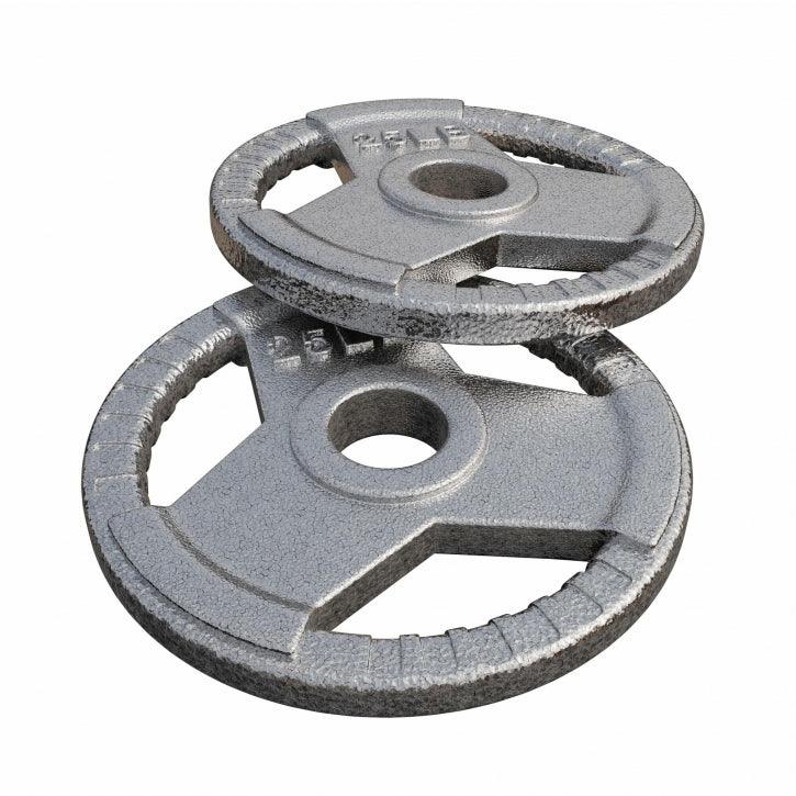 Hantelscheibe Gusseisen Gripper - 2,5-45 lb (1,1-20,4 kg), 2" (50/51 mm), Silber - Gorilla Sports DE