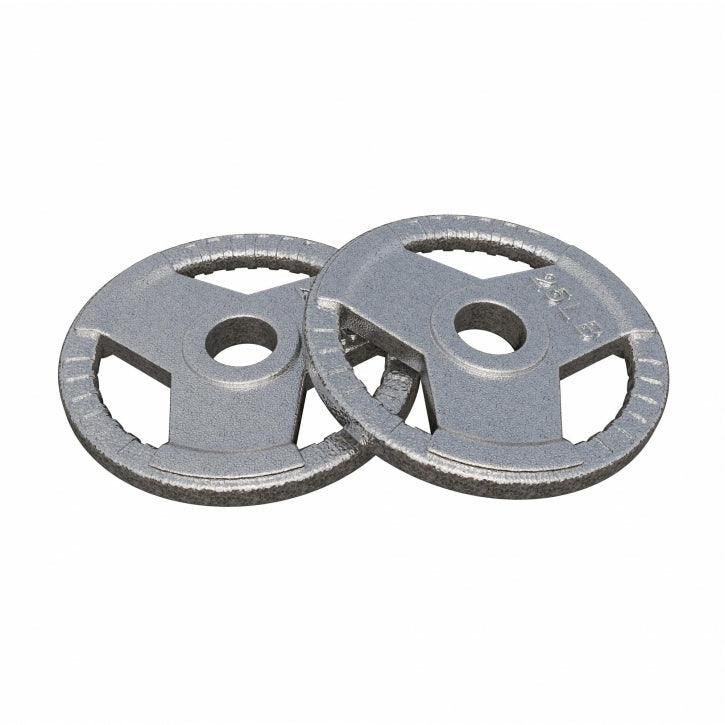 Hantelscheibe Gusseisen Gripper - 2,5-45 lb (1,1-20,4 kg), 2" (50/51 mm), Silber - Gorilla Sports DE