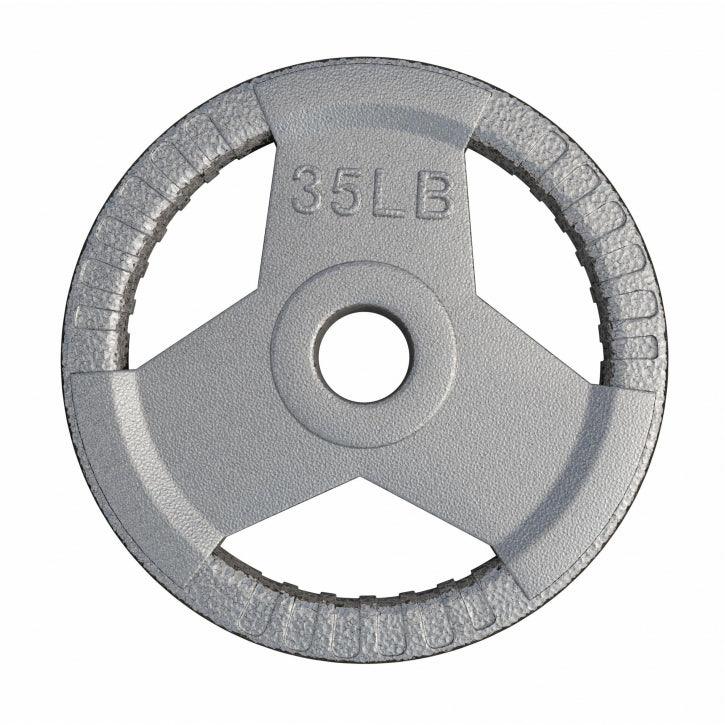 Hantelscheibe Gusseisen Gripper - 2,5-45 lb (1,1-20,4 kg), 2" (50/51 mm), Silber - Gorilla Sports DE