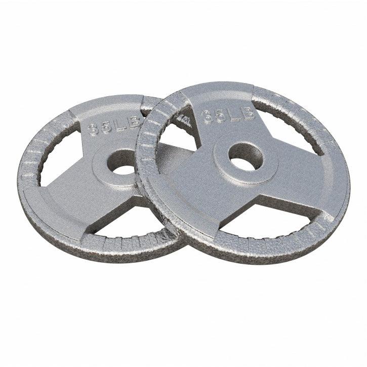 Hantelscheibe Gusseisen Gripper - 2,5-45 lb (1,1-20,4 kg), 2" (50/51 mm), Silber - Gorilla Sports DE