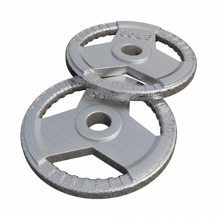 Hantelscheibe Gusseisen Gripper - 2,5-45 lb (1,1-20,4 kg), 2" (50/51 mm), Silber - Gorilla Sports DE