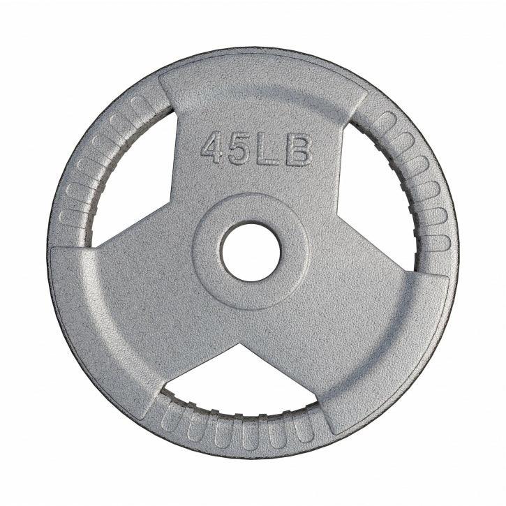 Hantelscheibe Gusseisen Gripper - 2,5-45 lb (1,1-20,4 kg), 2" (50/51 mm), Silber - Gorilla Sports DE