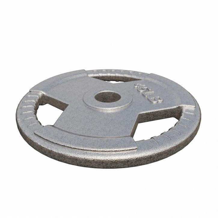 Hantelscheibe Gusseisen Gripper - 2,5-45 lb (1,1-20,4 kg), 2" (50/51 mm), Silber - Gorilla Sports DE