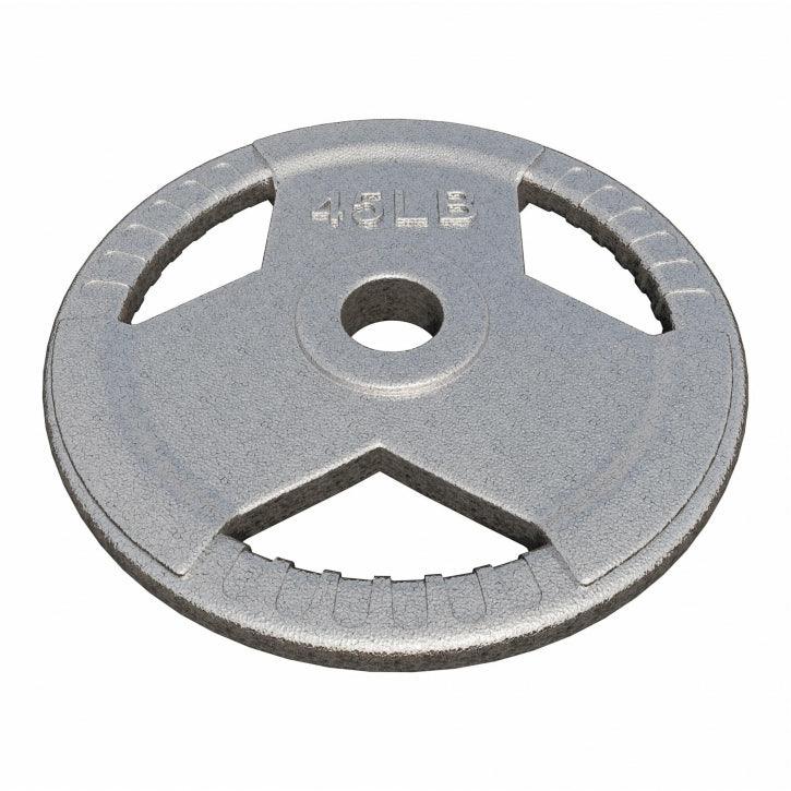Hantelscheibe Gusseisen Gripper - 2,5-45 lb (1,1-20,4 kg), 2" (50/51 mm), Silber - Gorilla Sports DE