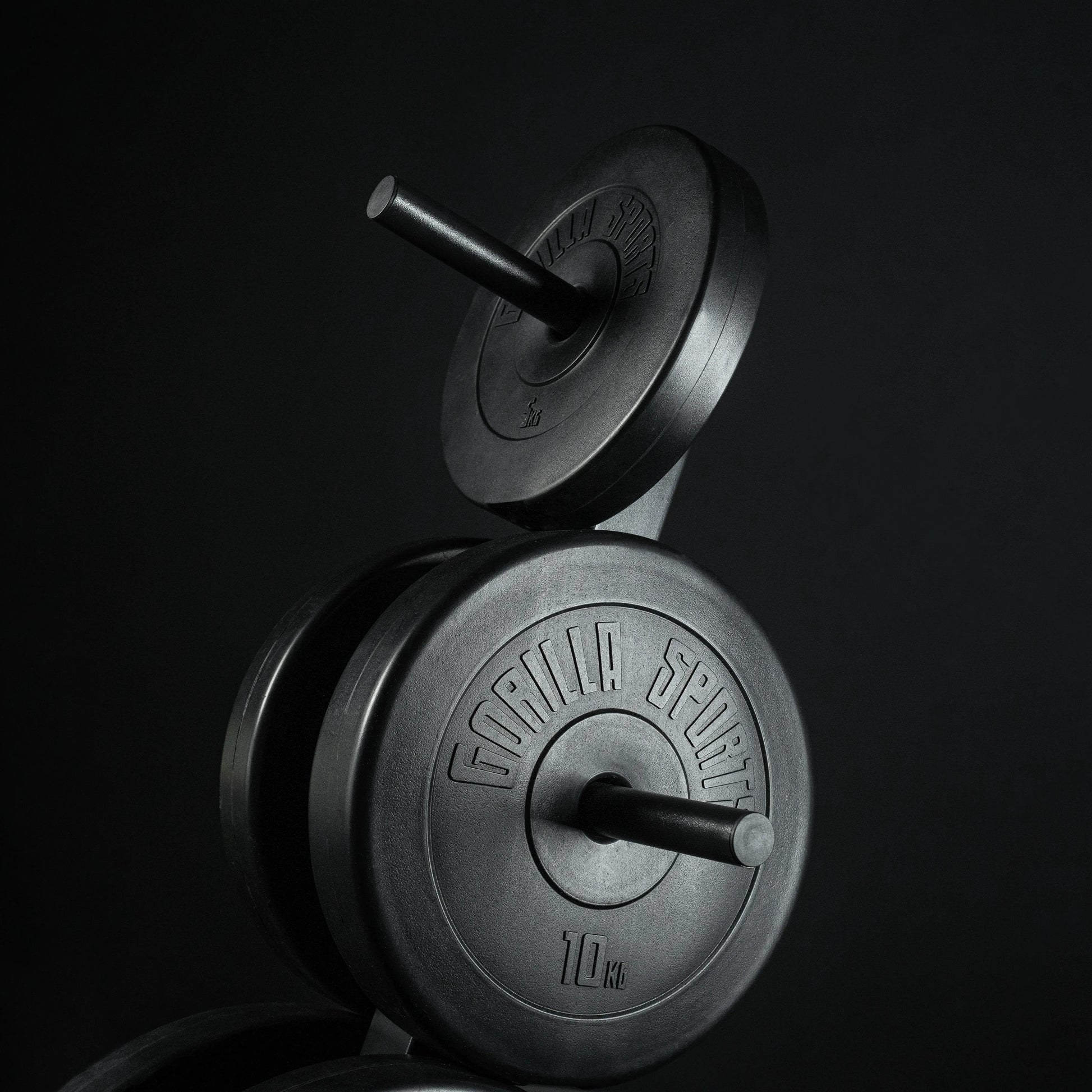 Scheibenständer Hantelbaum mit 4 Stangen 30/31 mm Schwarz/Weiß - Gorilla Sports DE